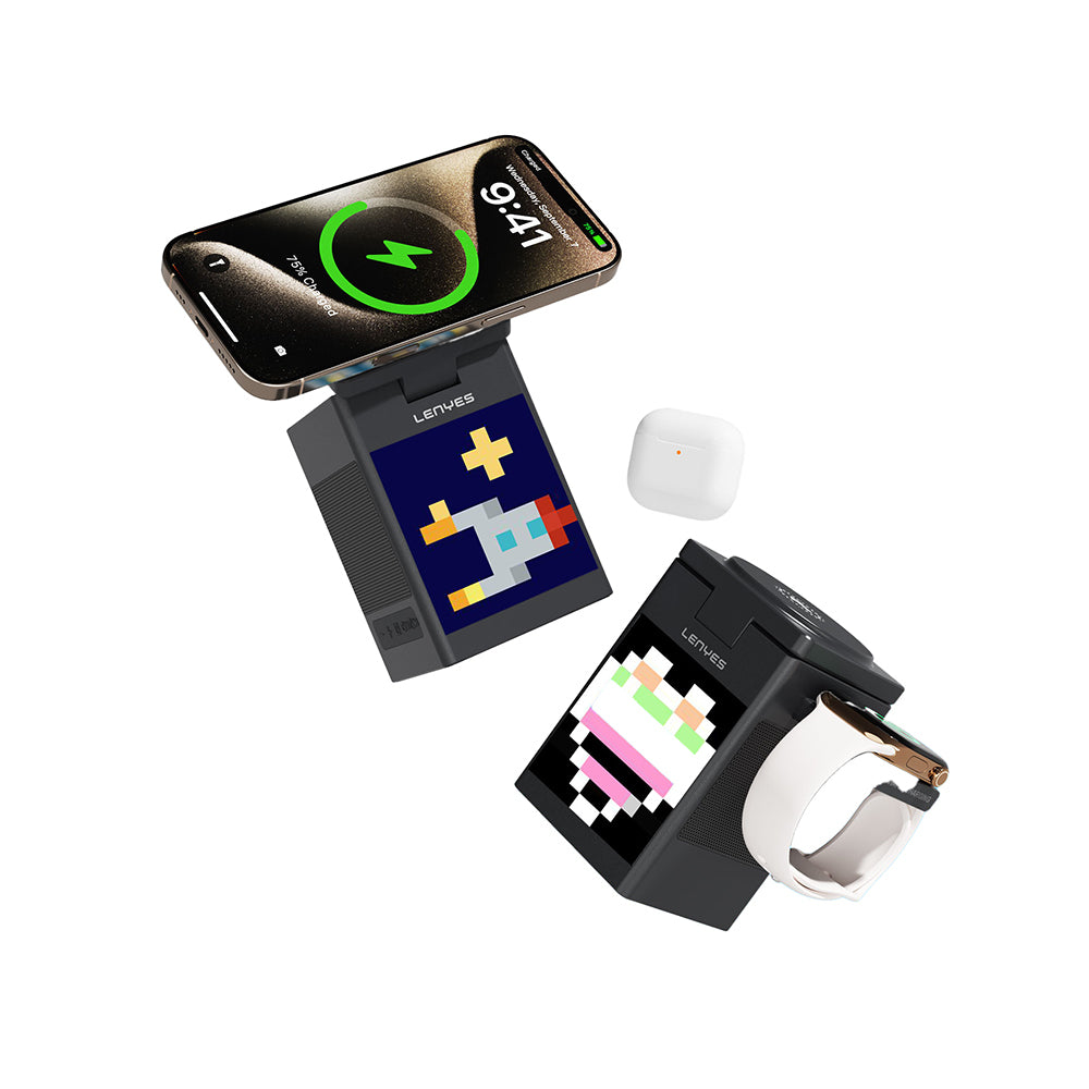 Lenyes PW320 Qi2 Şarj Teknolojili Alarmlı Bluetooth Speaker Özellikli Telefon&Akıllı Saat&Kulaklık 15W 6in1 Kablosuz Şarj Standı Lenyes PW320 Qi2 Şarj Teknolojili Alarmlı Bluetooth Speaker Özellikli Telefon&Akıllı Saat&Kulaklık 15W 6in1 Kablosuz Şarj Standı